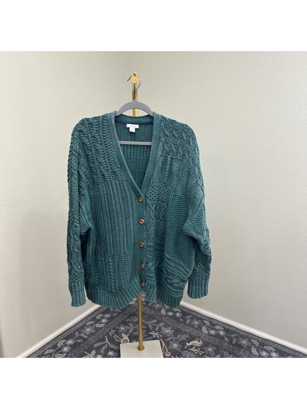 Sundance Catalog Sweater Cable Knit Cardigan Cottagecore Chunky Womens Size XL